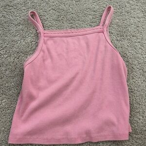 American Eagle Outfitters Pink Lace-Trimmed Tank